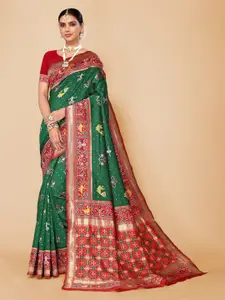 DIVASTRI Ethnic Motif Woven Design Zari Silk Cotton Banarasi Saree