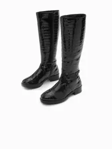 The Label Life Women Textured Heeled High-Top Regular Boots