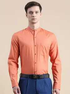 INVICTUS Comfort Slim Self Design Mandarin Collar Cotton Formal Shirt