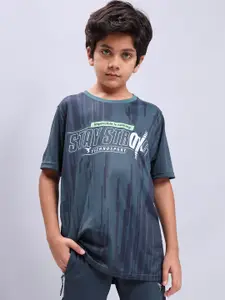 Technosport Boys Typography Printed Antimicrobial Slim Fit Sports T-Shirt