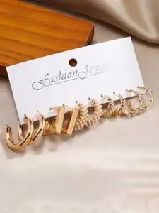 KARISHMA KREATIONS Set Of 5 Gold-Plated Contemporary Hoop Earrings