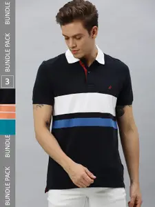 Nautica Pack of 3 Colourblocked Polo Collar T-shirt