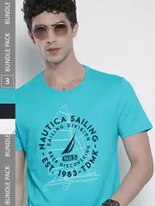Nautica Pack of 3 Brand Logo Printed Pure Cotton T-shirt