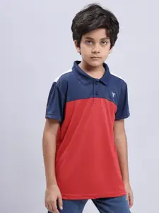 Technosport Boys Colourblocked Polo Collar Antimicrobial Sports T-Shirt