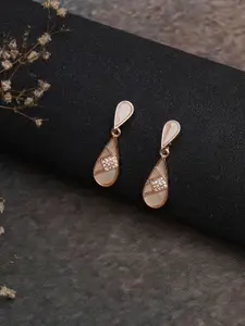 Mali Fionna Rose Gold Plated Contemporary Stone Studded Drop Earrings
