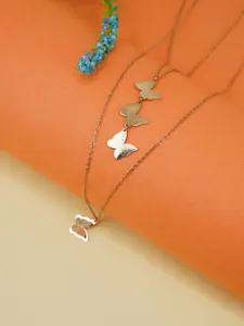 GRIIHAM Gold-Plated Layered Butterfly Design Necklace