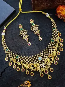 GRIIHAM Gold-Plated CZ-Studded Necklace & Earrings