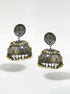 XPNSV Silver-Plated Dome Shaped Jhumkas