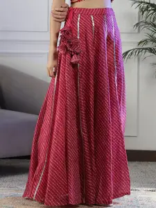 NEUDIS Pure Cotton Lehariya Flared Maxi Skirts