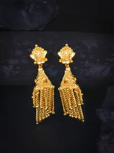MEENAZ Gold-Plated Triangular Tasselled Jhumkas