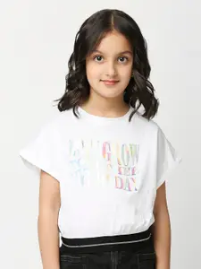 Pepe Jeans Girls Typography Printed Extended Sleeves Pure Cotton T-shirt