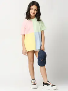 Pepe Jeans Girls Colourblocked Pure Cotton Oversized Fit T-shirt