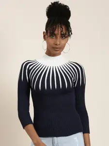 SHOWOFF High Neck Ribbed Fitted Acrylic Top