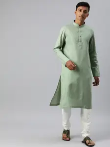 Manthan Men Self Design Regular Pure Cotton Kurta with Churidar