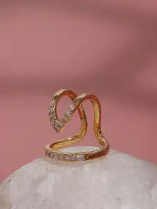 SOHI Gold-Plated & Stone-Studded  Finger Ring