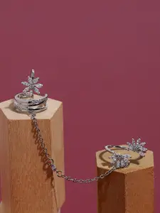 SOHI Silver-Plated & Stone-Studded  Finger Ring