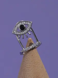 SOHI Silver-Plated Stone Studded Nail Rings