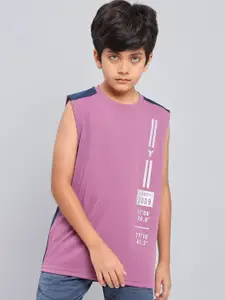 Technosport Boys Colourblocked Sleeveless Antimicrobial Slim Fit Sports T-Shirt