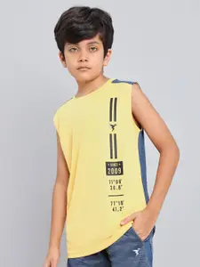 Technosport Boys Colourblocked Sleeveless Antimicrobial Slim Fit Sports T-Shirt