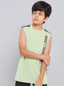 Technosport Boys Colourblocked Sleeveless Antimicrobial Slim Fit Sports T-Shirt