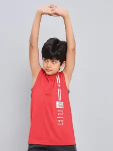 Technosport Boys Colourblocked Sleeveless Antimicrobial Slim Fit Sports T-Shirt