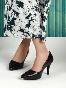 ELLE Textured Slim Heel Pumps