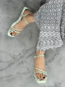 ELLE Striped Strappy One Toe Flats