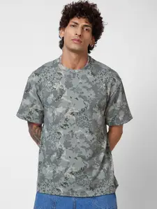 VASTRADO Camouflage Printed Cotton Oversized T-Shirt