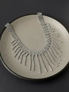 SOHI Silver-Plated Minimal Studded Necklace