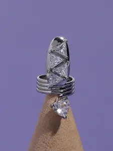 SOHI Silver-Plated Stone-Studded Ring