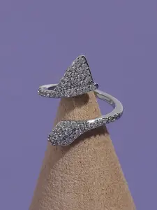 SOHI Silver-Plated Stone-Studded Nail Ring