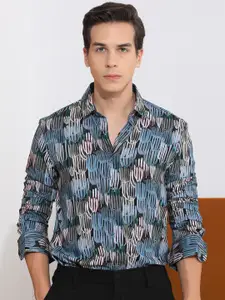 RARE RABBIT Men Alvin Slim Fit Abstract Printed Cotton Formal Shirt