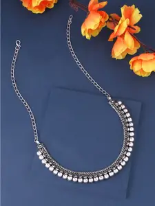 NVR Silver-Plated Oxidised Bohemian Ethnic Necklace