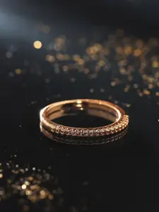 NVR Gold-Plated CZ-Studded Adjustable Finger Ring