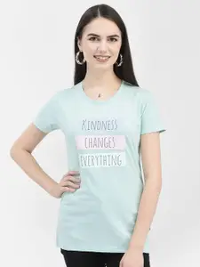 Crimsoune Club Women Typography Printed Cotton T-shirt