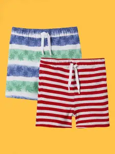 Anthrilo Boys Pack Of 2 High-Rise Striped Cotton Shorts