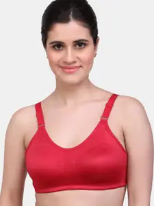 MAROON Full Coverage Seamless Non Padded Cotton Bra SM-402-R