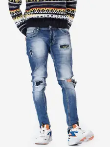 ALCOTT Men Skinny Fit Mildly Distressed Light Fade Stretchable Jeans
