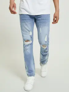 ALCOTT Men Slim Fit Mildly Distressed Light Fade Stretchable Jeans