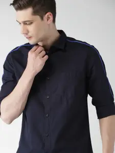 HIGHLANDER Men Navy Blue Slim Fit Solid Casual Shirt