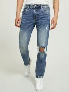 ALCOTT Men Slim Fit Mildly Distressed Light Fade Stretchable Jeans