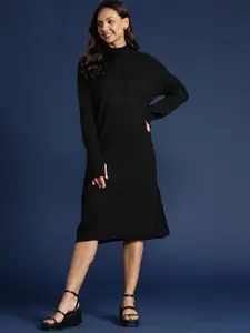 Mast & Harbour Pure Acrylic Ribbed Knitted Winter Dress