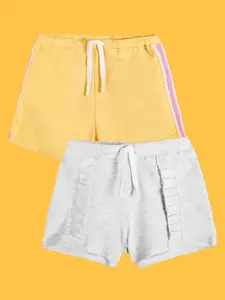 Anthrilo Girls Pack Of 2 High-Rise Cotton Shorts