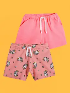 Anthrilo Girls Pack Of 2 Printed High-Rise Casual Cotton Shorts