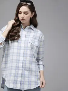 The Roadster Life Co. Pure Cotton Checked Longline Casual Shirt