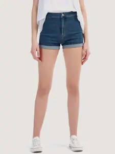 ALCOTT Women High-Rise Stretchable Skinny Fit Denim Shorts