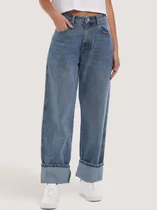 ALCOTT Women Wide Leg High-Rise Light Fade Stretchable Jeans