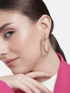 DressBerry Gold-Plated Circular Half Hoop Earrings