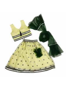 BAESD Girls Embroidered Mirror Work Ready to Wear Lehenga & Blouse With Dupatta
