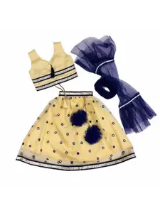 BAESD Girls Embroidered Mirror Work Ready to Wear Lehenga & Blouse With Dupatta